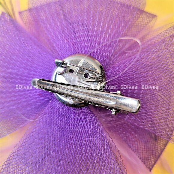 Pink Feathers and Purple Fascinator and Brooch Pin - Picture 3 of 6